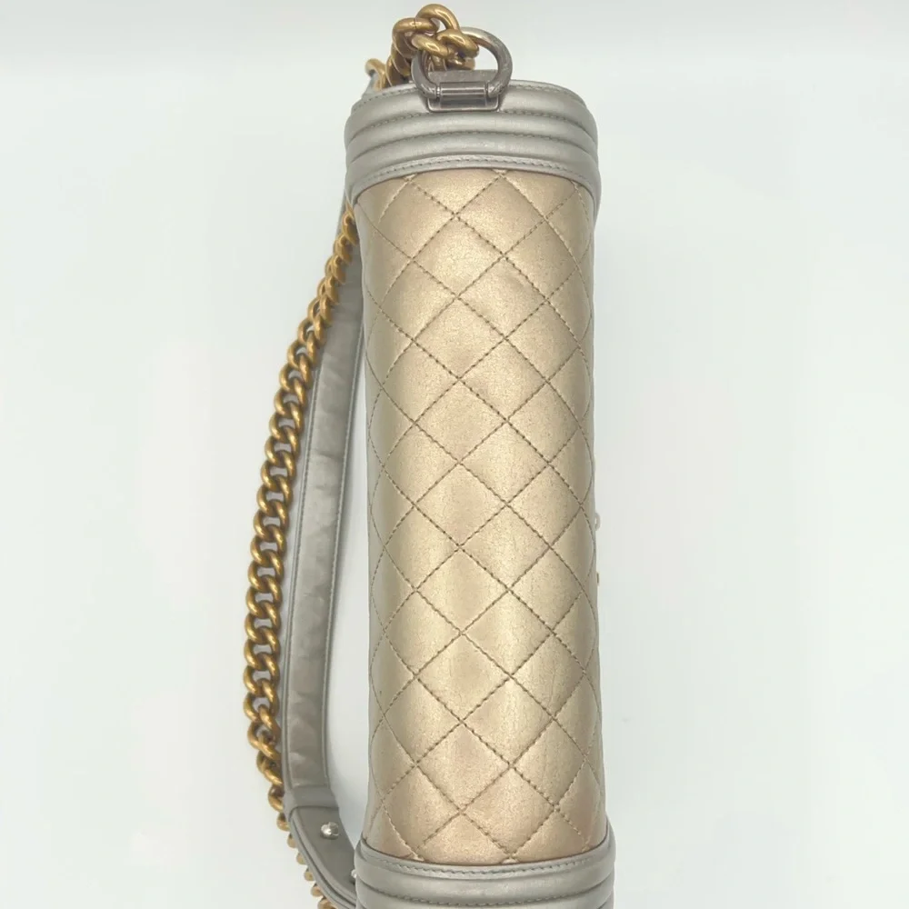 Chanel Metallic Gold and Silver Boy Bag! Stunning combination!🩶💛